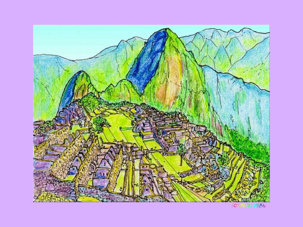 マチュピチュ遺跡の壁紙 世界遺産のぬりえ ペルー