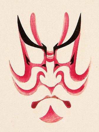 歌舞伎の和籐内の隈取りの塗り絵の画像 下絵