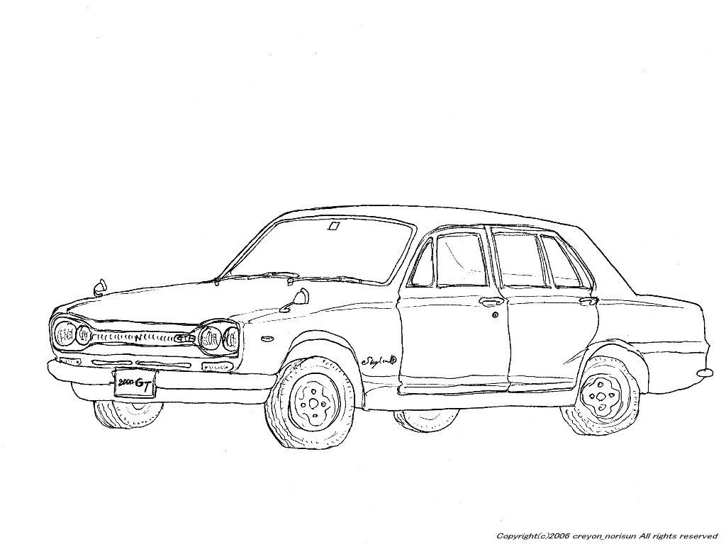 スカイラインｇｔｒ 初代 の下絵 車のぬりえ 国産車