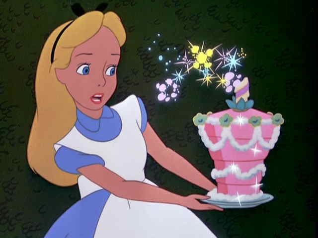 アリスとケーキの塗り絵の下絵 画像