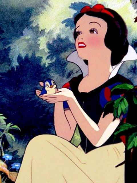 白雪姫と小鳥の塗り絵の下絵 画像