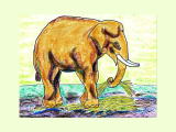 Ｅ，エレファント、象の塗り絵