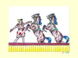 馬たちとピエロのサーカスの塗り絵