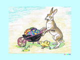 卵を運ぶウサギ