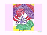 １２月、桐に鳳凰の花札の塗り絵