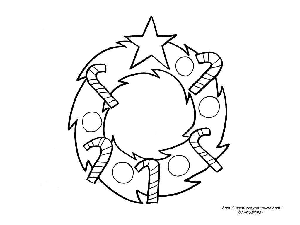クリスマスリースの塗り絵の下絵