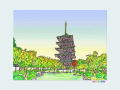 京都、東寺三重の塔の塗り絵