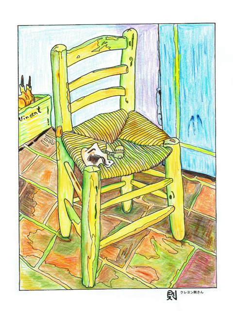 ファン・ゴッホの椅子の塗り絵の下絵、画像
