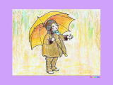 傘を持つ子供の塗り絵