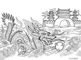 竜と竜宮城のマッチラベルの塗り絵