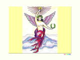 月桂樹のヘッドドレスの天使のマッチラベルの塗り絵イラスト