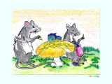 町のネズミと田舎のネズミの塗り絵