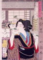 １１月、日本橋、酉のまち、熊手持つ美人の塗り絵の下絵、画像