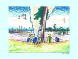 広重の東海道５３次、浜松の浮世絵の塗り絵