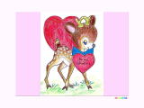 小鹿のバレンタインの塗り絵