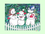 雪ダルマの親子のクリスマスの塗り絵