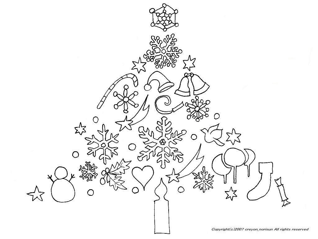 クリスマスツリーの雪の結晶の下絵～クリスマスの塗り絵